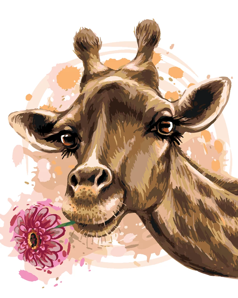 Diamond painting - GIRAFFE MIT GERBERA