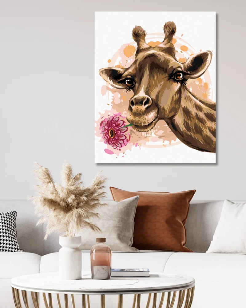 Diamond painting - GIRAFFE MIT GERBERA