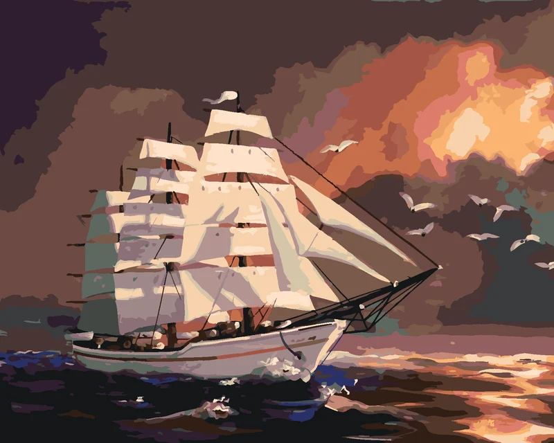 Diamond painting - BOOT NACH EINBRUCH DER DUNKELHEIT (D. RUSTY RUST)