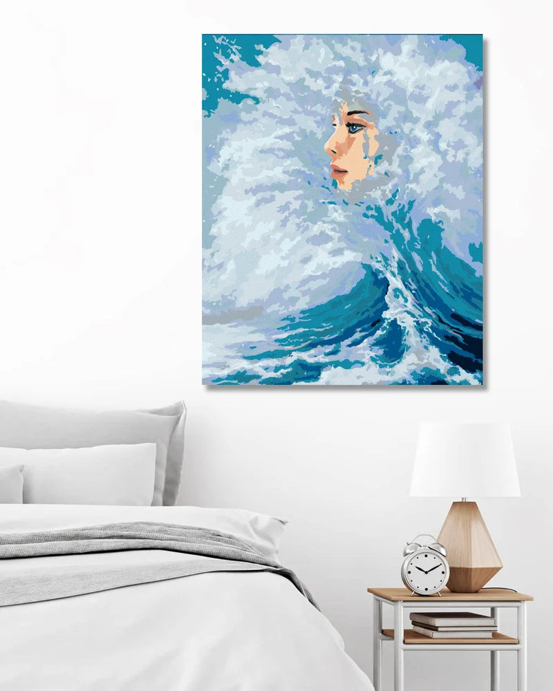 Diamond painting - GESICHT EINER FRAU, DAS AUS DEN WELLEN AUFTAUCHT