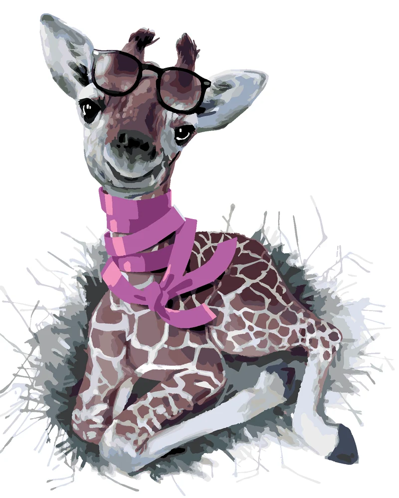 Diamond painting - GIRAFFE MIT EINEM SCHAL