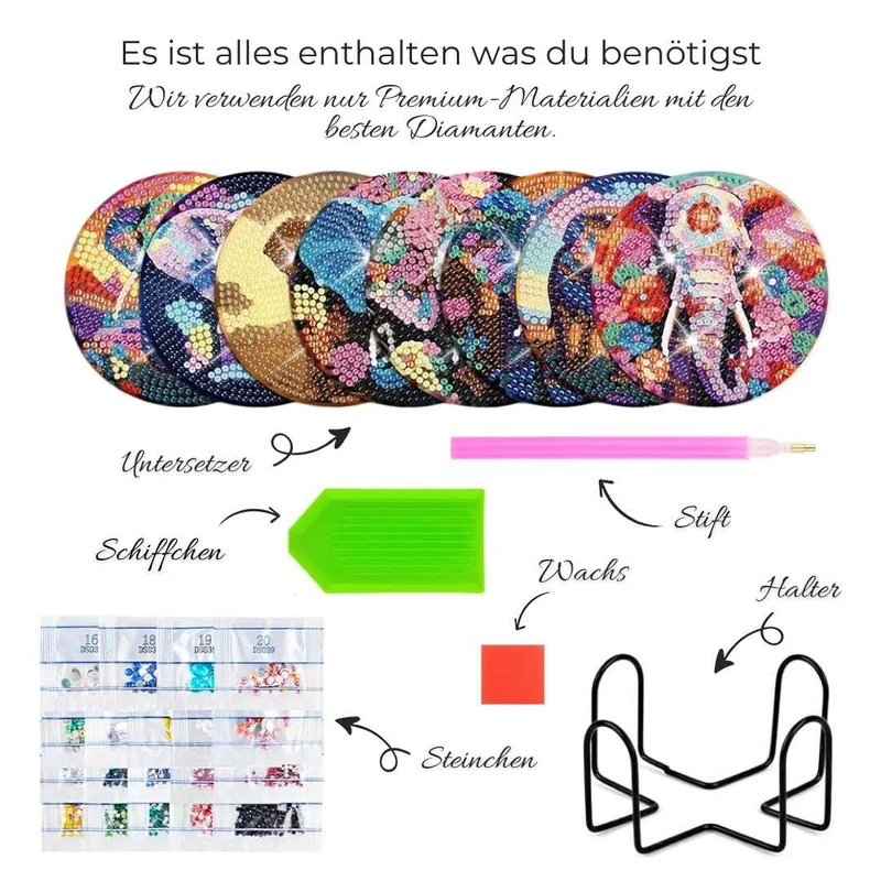 5D Diamond Painting Untersetzer Elefanten