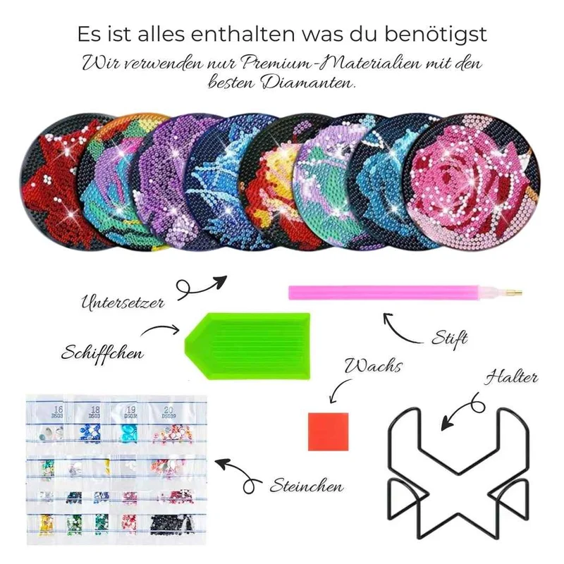 5D Diamond Painting Untersetzer Farbige Rosen