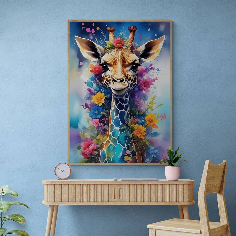 5D Diamond Painting – Giraffe With Flowers