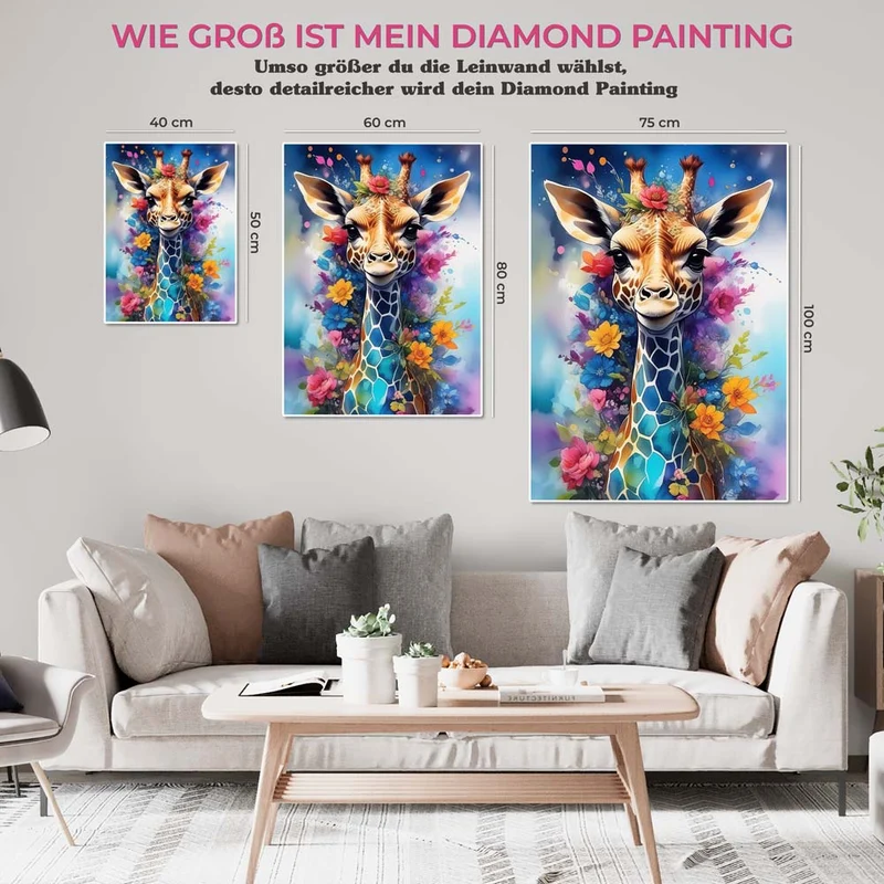 5D Diamond Painting – Giraffe With Flowers