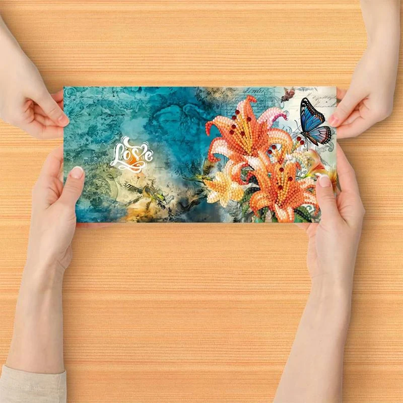 Diamond Painting Grußkarten Blumen 12 Stück