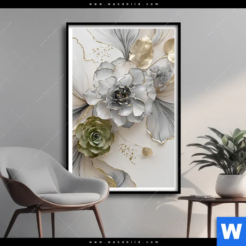 Poster | Fluid Art - Sukkulentenblüten | Hochformat