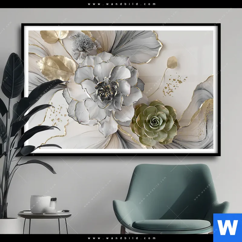 Poster | Fluid Art - Sukkulentenblüten | Querformat