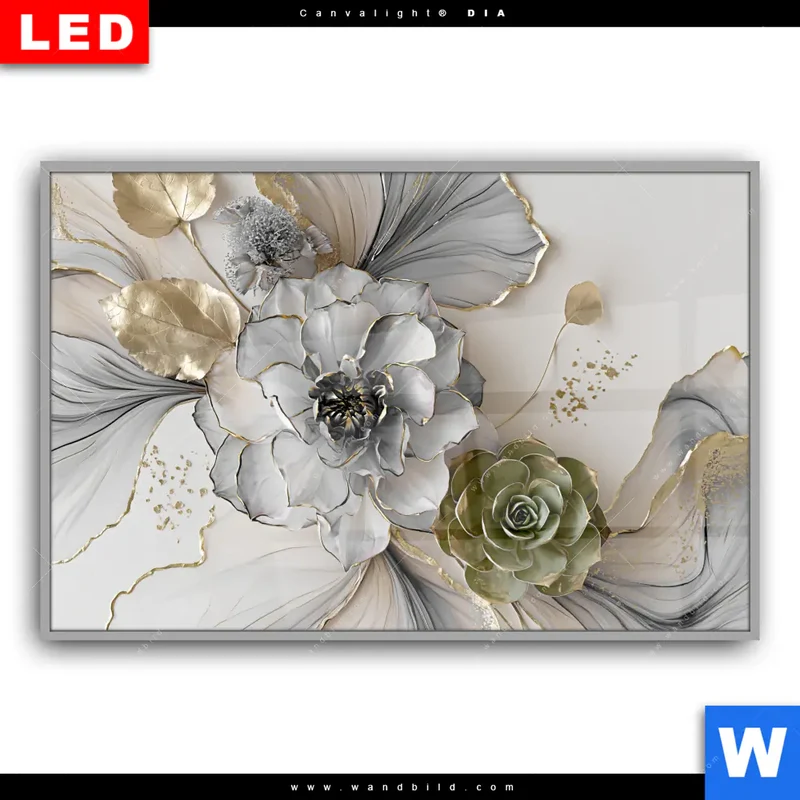 Leuchtbild Acrylglas Canvalight® DIA | Fluid Art - Sukkulentenblüten | Querformat