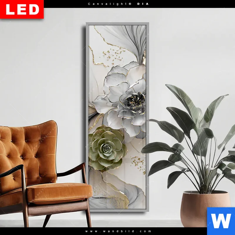 Wechselmotiv Acrylglas Canvalight® DIA | Fluid Art - Sukkulentenblüten | Schmal