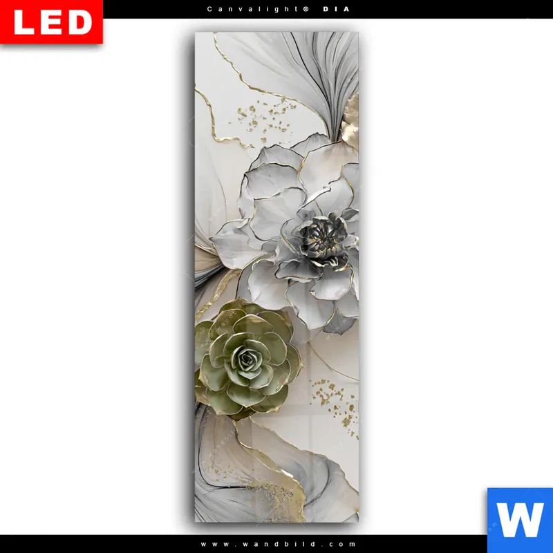 Wechselmotiv Acrylglas Canvalight® DIA | Fluid Art - Sukkulentenblüten | Schmal