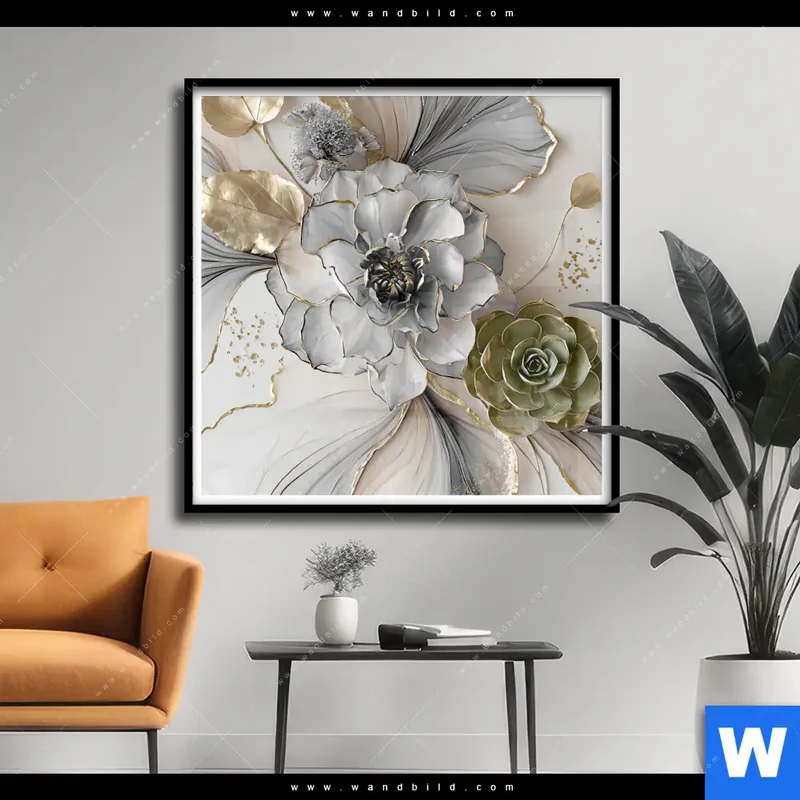 Poster | Fluid Art - Sukkulentenblüten | Quadrat