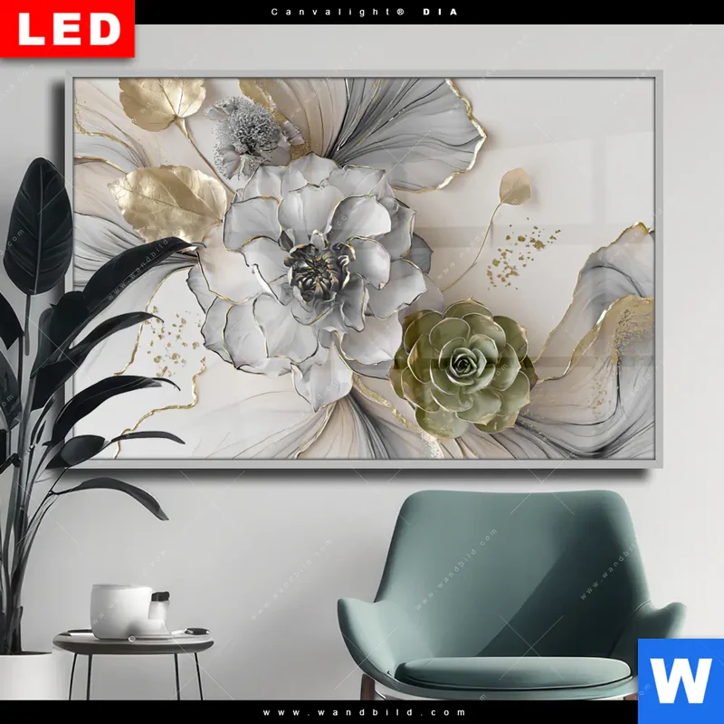 Wechselmotiv Acrylglas Canvalight® DIA | Fluid Art - Sukkulentenblüten | Querformat