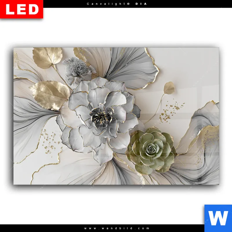 Wechselmotiv Acrylglas Canvalight® DIA | Fluid Art - Sukkulentenblüten | Querformat