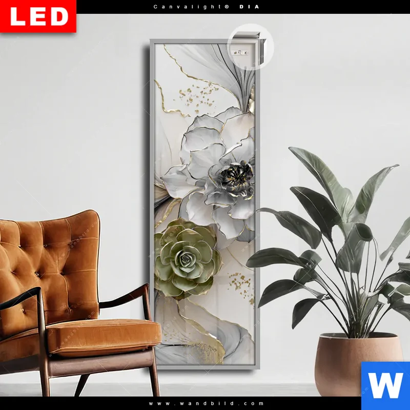 Leuchtbild Acrylglas Canvalight® DIA | Fluid Art - Sukkulentenblüten | Schmal