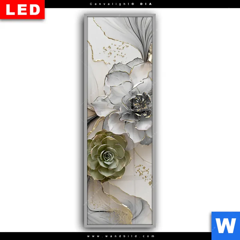 Leuchtbild Acrylglas Canvalight® DIA | Fluid Art - Sukkulentenblüten | Schmal