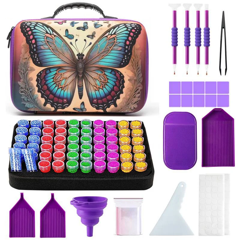 Diamond Painting Koffer Schmetterling mit 60 Fächer