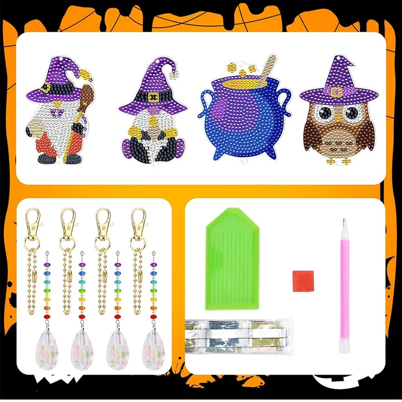5D Diamond Painting Kristall Windspiel Halloween 4 Stück
