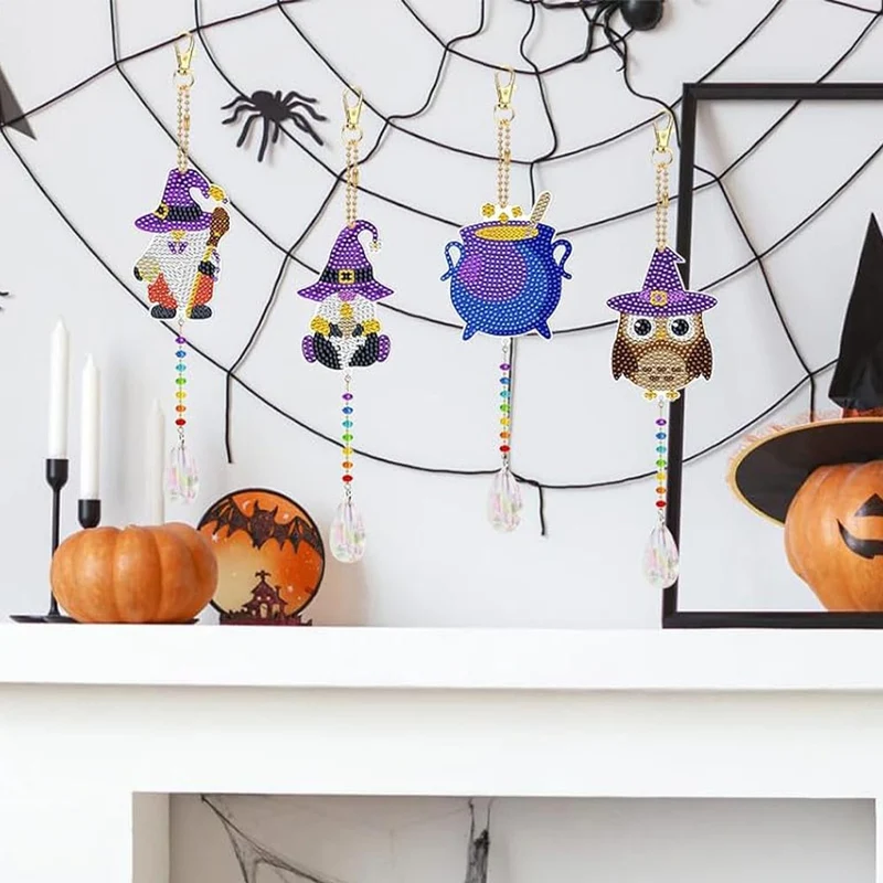 5D Diamond Painting Kristall Windspiel Halloween 4 Stück