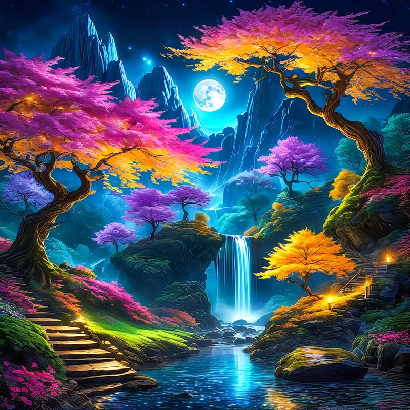 5D Diamond Painting – Farbige Landschaft