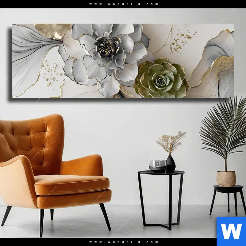 Leinwandbild | Fluid Art - Sukkulentenblüten | Panorama