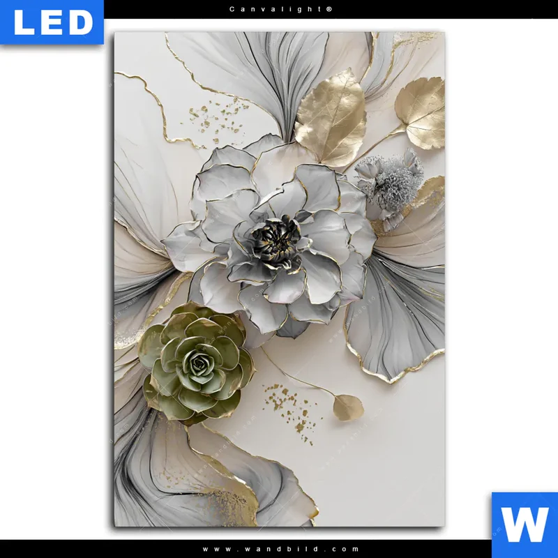 Canvalight® Leuchtbild | Fluid Art - Sukkulentenblüten | Hochformat