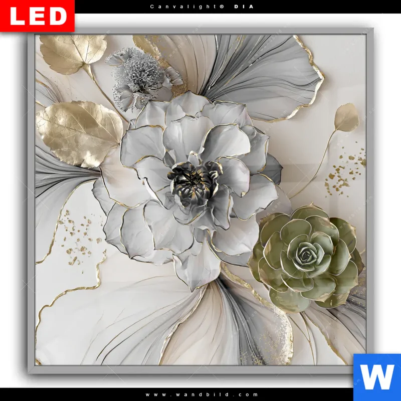Leuchtbild Acrylglas Canvalight® DIA | Fluid Art - Sukkulentenblüten | Quadrat