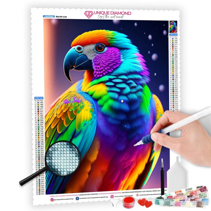 5D Diamond Painting – Colorful Parrot