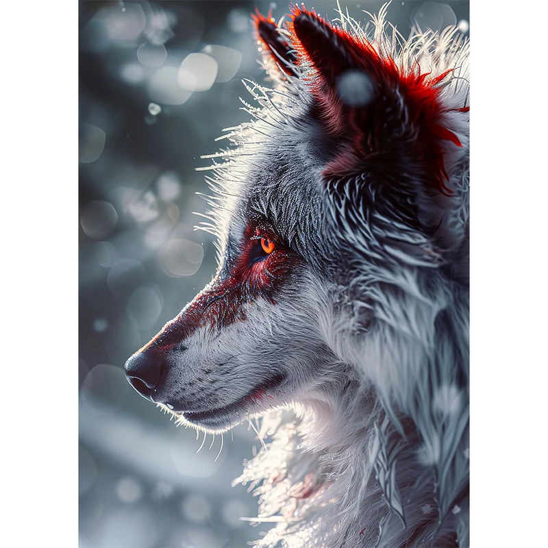 5D Diamond Painting – Wolf With Red Eyes