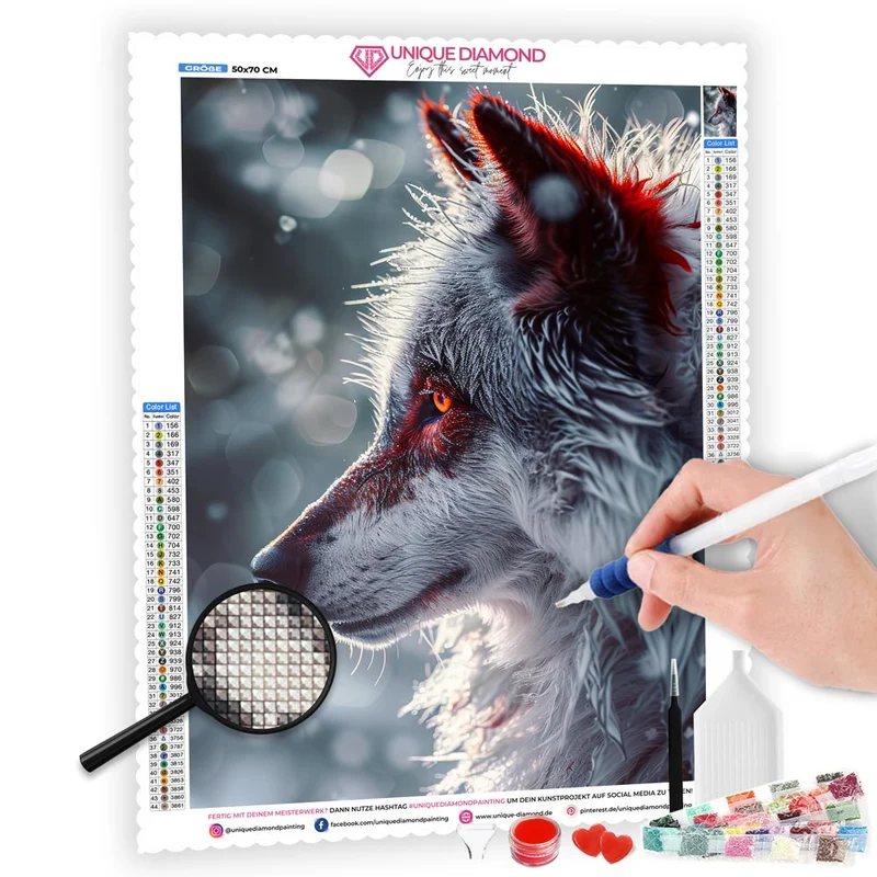 5D Diamond Painting – Wolf With Red Eyes