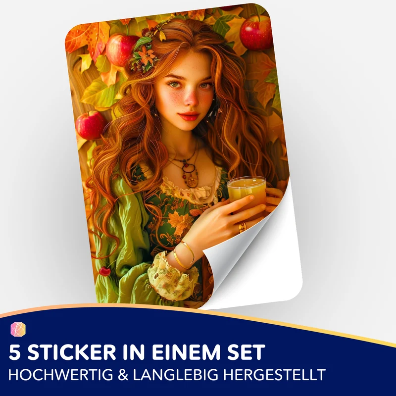 Aufkleber 5er-Set - Susen Pfifferling - Apfelmädchen Ruby