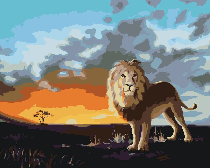 Diamond painting - LÖWE BEI SONNENUNTERGANG (D. RUSTY RUST)