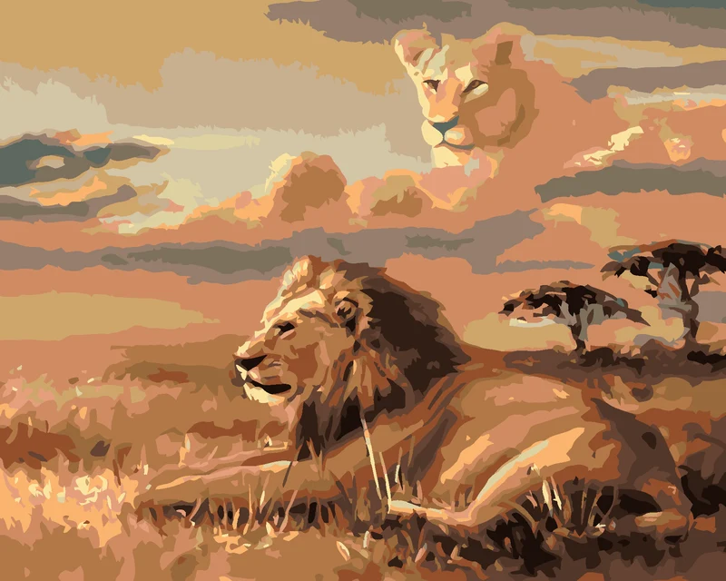 Diamond painting - LÖWE UND ILLUSION EINER LÖWIN (D. RUSTY RUST)
