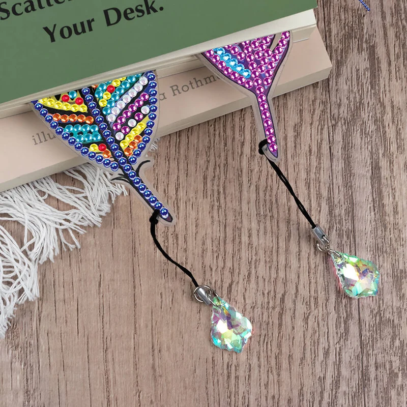 5D Diamond Painting Lesezeichen – Farbenwirbel der Federn im 6er-Set