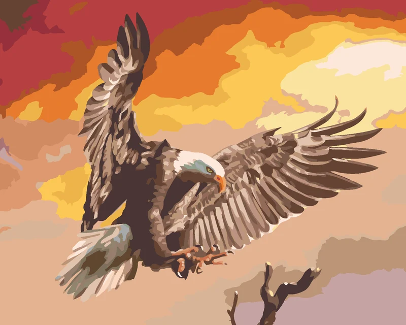 Diamond painting - FLIEGENDER ADLER AUF ROTEM HINTERGRUND (D. RUSTY RUST)