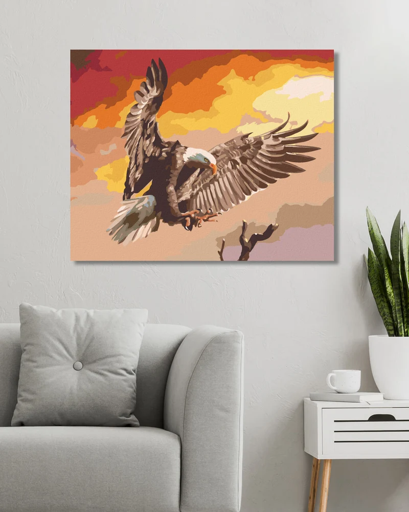 Diamond painting - FLIEGENDER ADLER AUF ROTEM HINTERGRUND (D. RUSTY RUST)