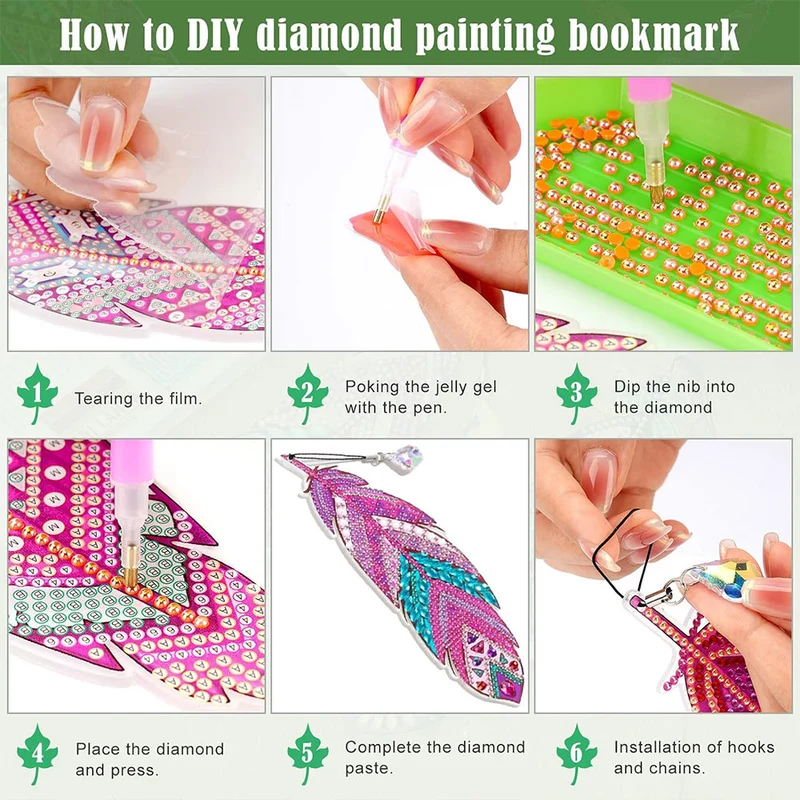5D Diamond Painting Lesezeichen – Glanzfedern im 3er-Set