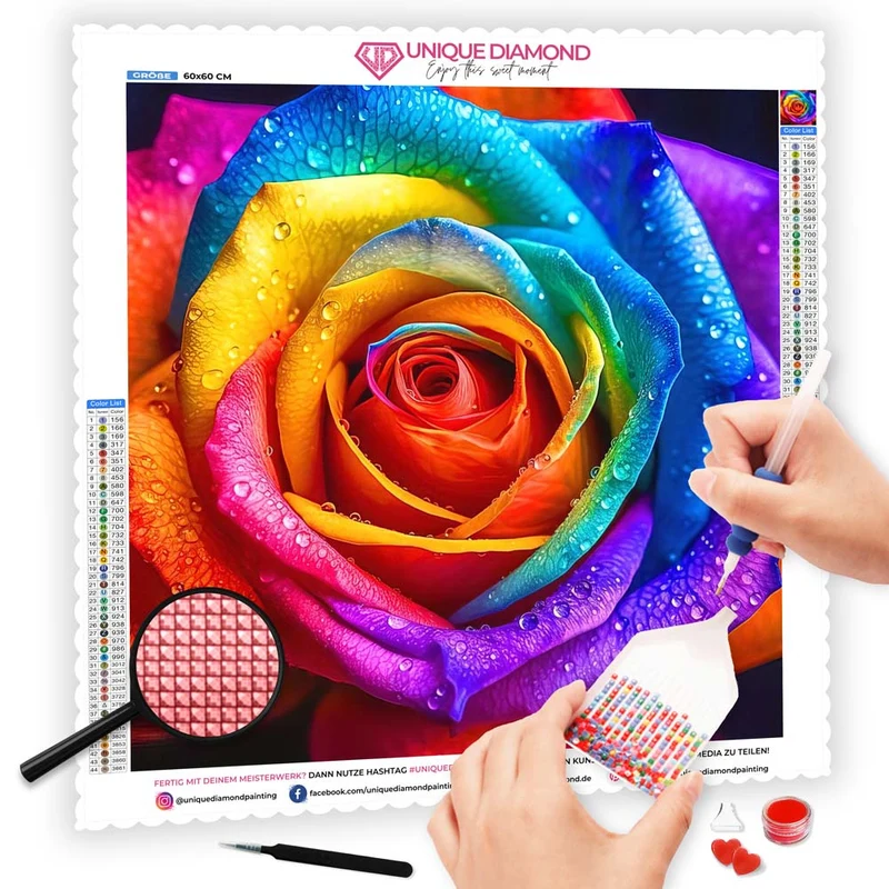 5D Diamond Painting – Farbige Rose
