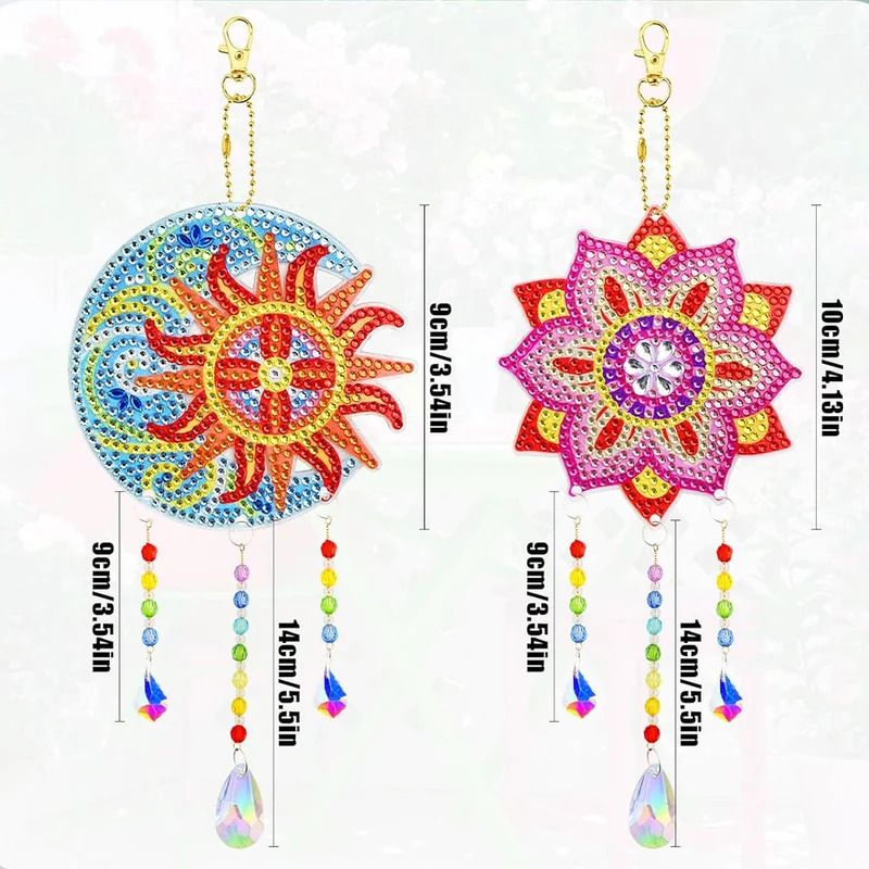 5D Diamond Painting Kristall-Windspiel – Sonne & Blume im Lichtspiel
