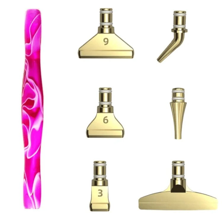 Ergonomischer Stift mit 6 Metall Aufsätzen - Diamond Painting