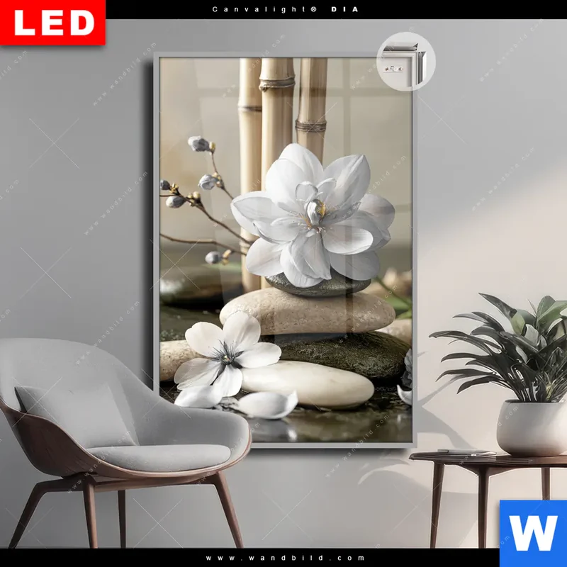 Leuchtbild Acrylglas Canvalight® DIA | Blüten der Stille | Hochformat