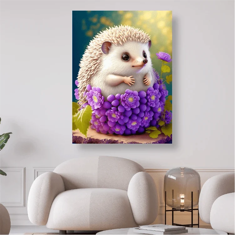 Igel im Blumenkörbchen - 5D DIY Diamond Painting