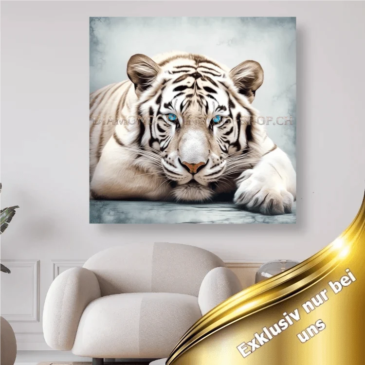 Weisser Tiger mit blauen Augen - 5D DIY Diamond Painting
