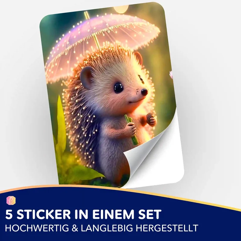 Aufkleber 5er-Set - Igelchen im Sonnenlicht