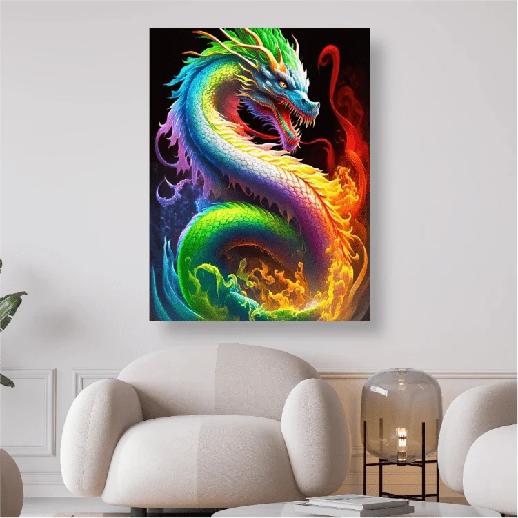 Drachen in Regenbogenfarben - 5D DIY Diamond Painting