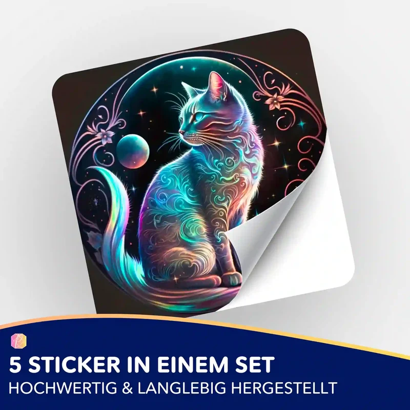 Aufkleber 5er-Set - Cat on the Moon