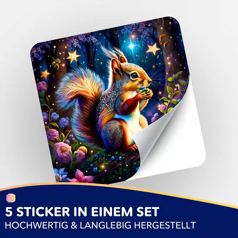 Aufkleber 5er-Set - Eichhörnchen im Zauberwald