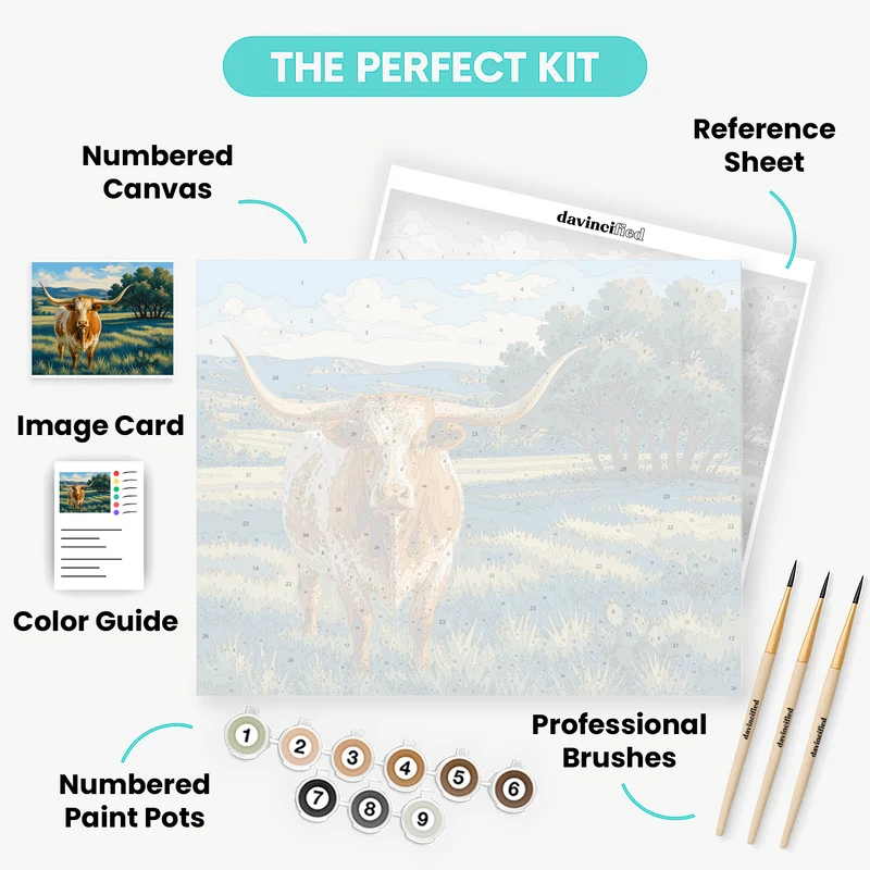 Longhorn's Morning Watch - Paint by Numbers Kit