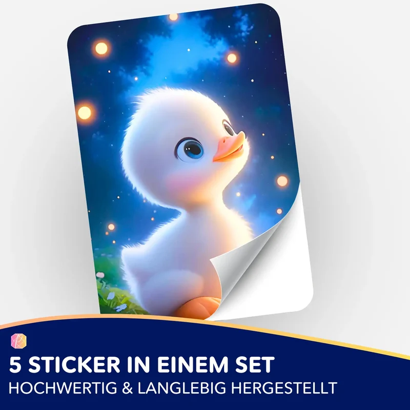 Aufkleber 5er-Set - Glitzer Entlein