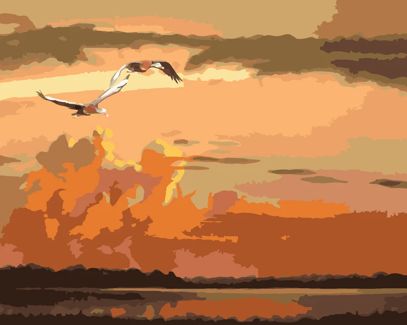 Diamond painting - FLIEGENDE ENTEN UND SONNENUNTERGANG (D. RUSTY RUST)